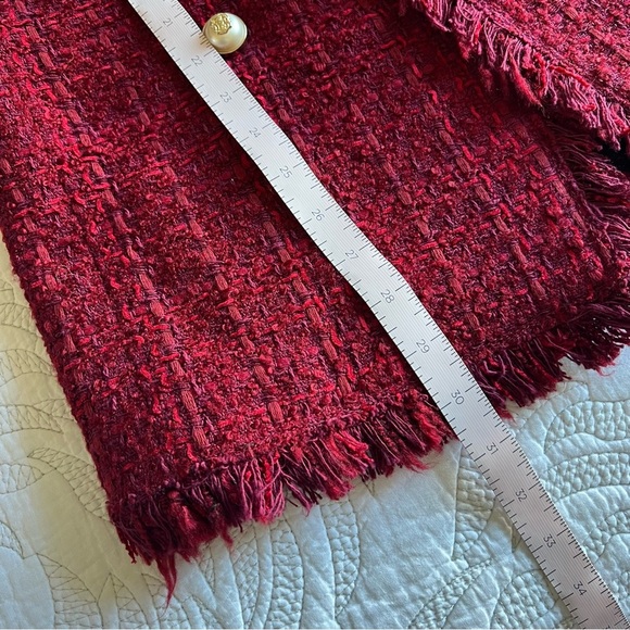 Zara - Frayed Jacket With Embellished Buttons - Red - Picture 12 of 12